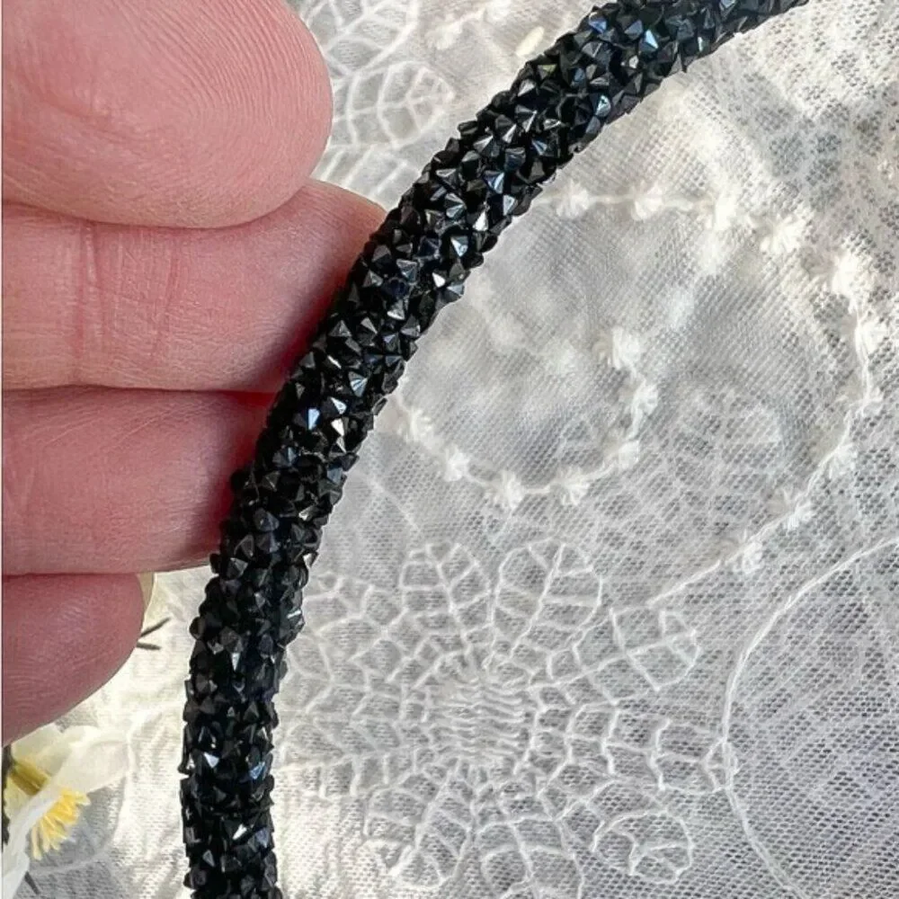 Black Pave Crystal Headband or Collar Necklace